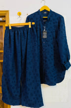 Texture navy blue western length