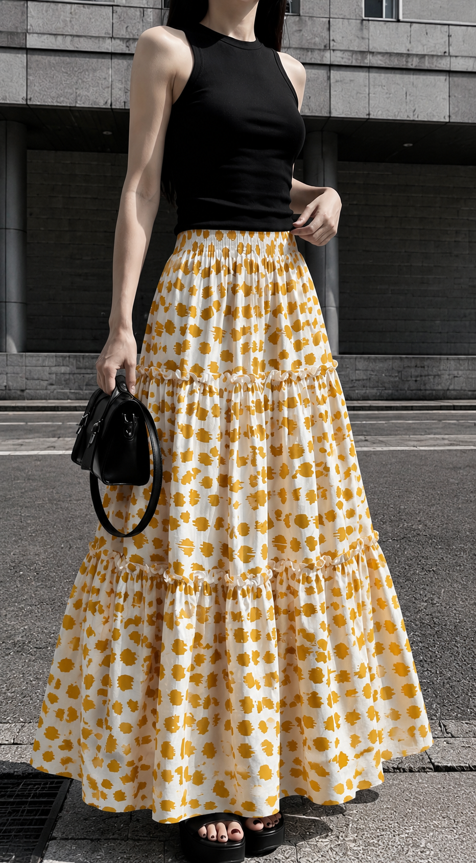 Mustard flames skirt