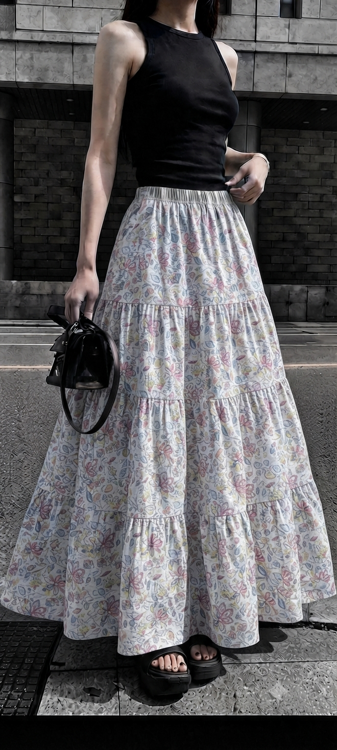 Bold white skirt