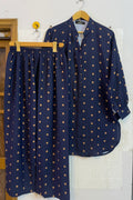 Navy mustard polka