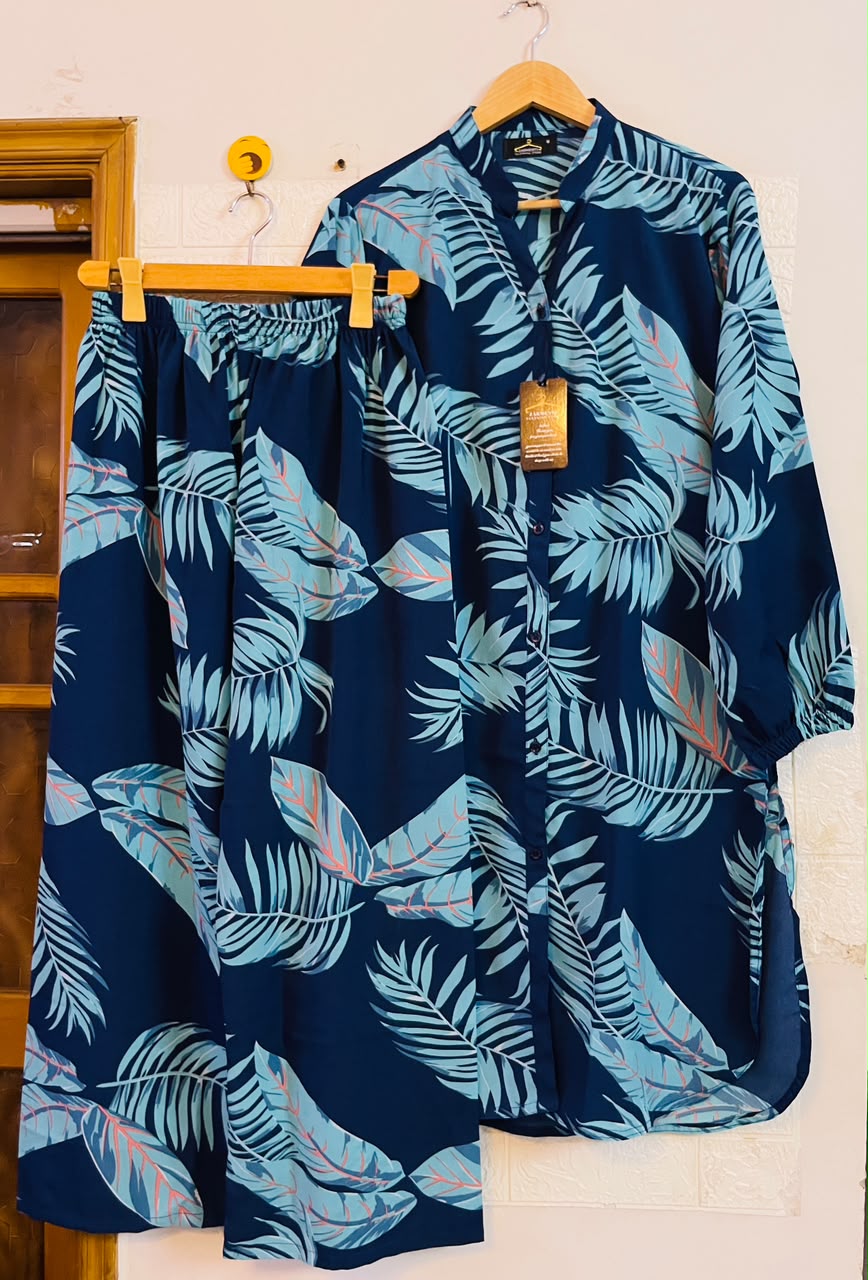 Aqua palm leaf set