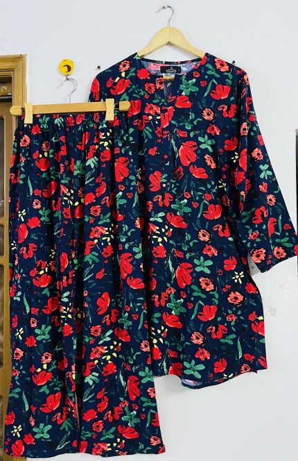 RED ROSY GARDEN(NAVY BLUE)